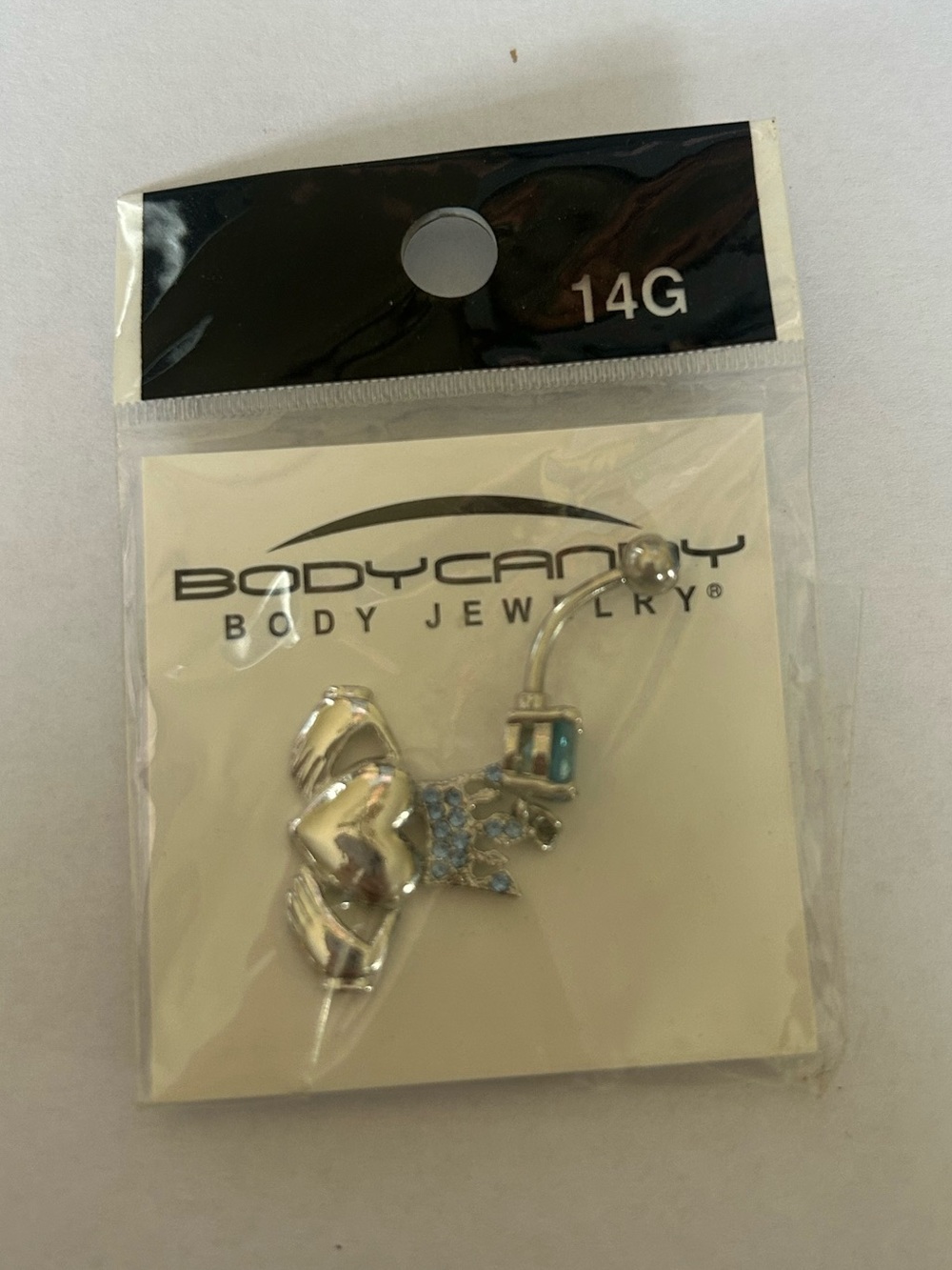 Bodycandy Body Jewelry 14G Claddagh Inspired Belly Button Ring Blue